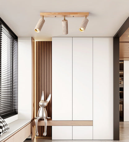 Nimbus Ceiling Spotlight | Wood, Yellow Travertine | Adjustable Spotlights