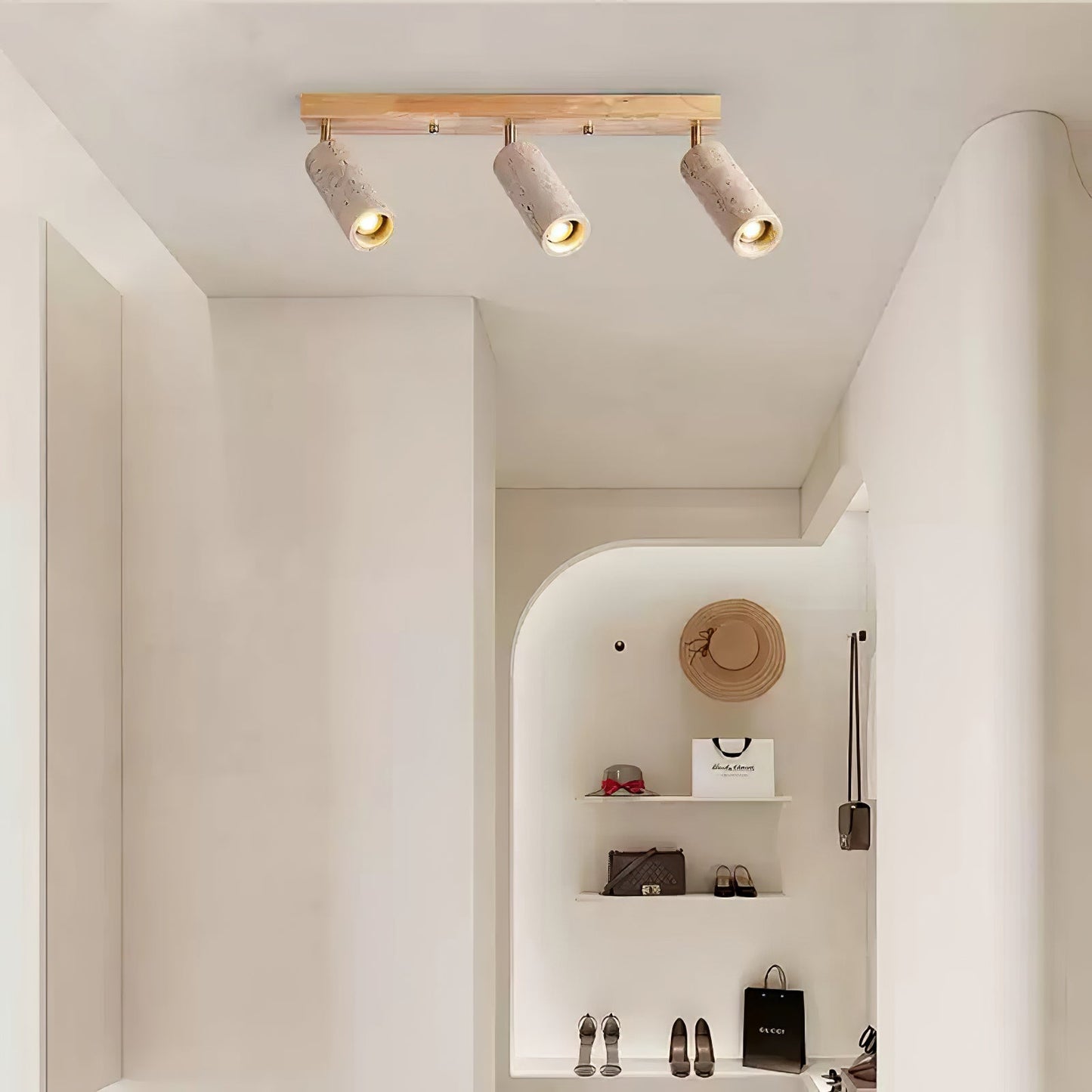 Nimbus Ceiling Spotlight | Wood, Yellow Travertine | Adjustable Spotlights