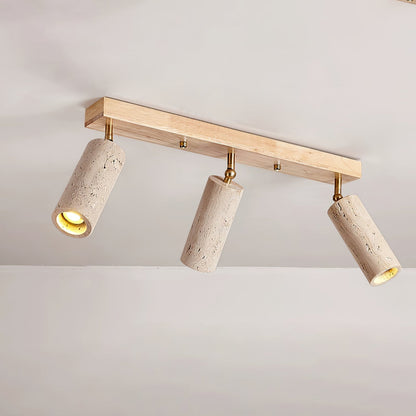 Nimbus Ceiling Spotlight | Wood, Yellow Travertine | Adjustable Spotlights