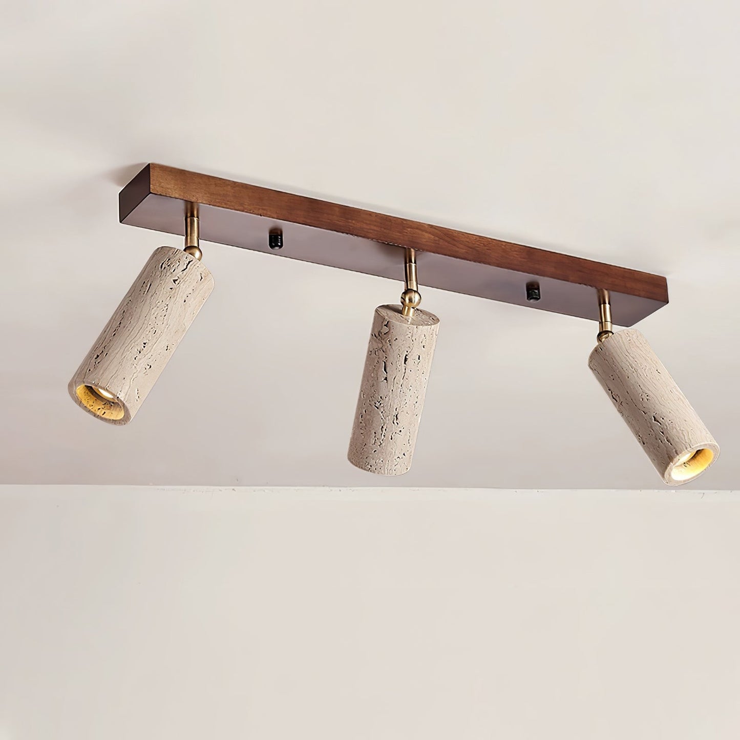 Nimbus Ceiling Spotlight | Wood, Yellow Travertine | Adjustable Spotlights