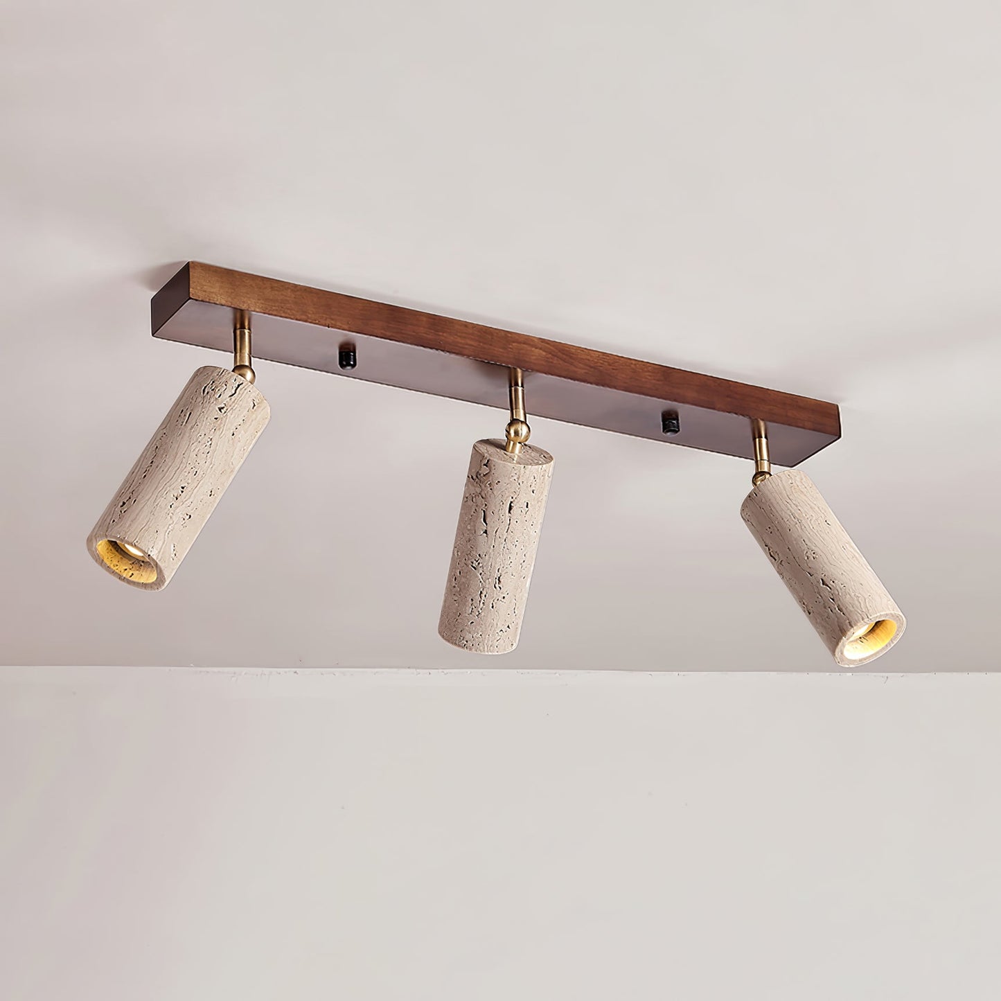 Nimbus Ceiling Spotlight | Wood, Yellow Travertine | Adjustable Spotlights