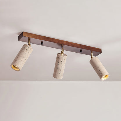 Nimbus Ceiling Spotlight | Wood, Yellow Travertine | Adjustable Spotlights
