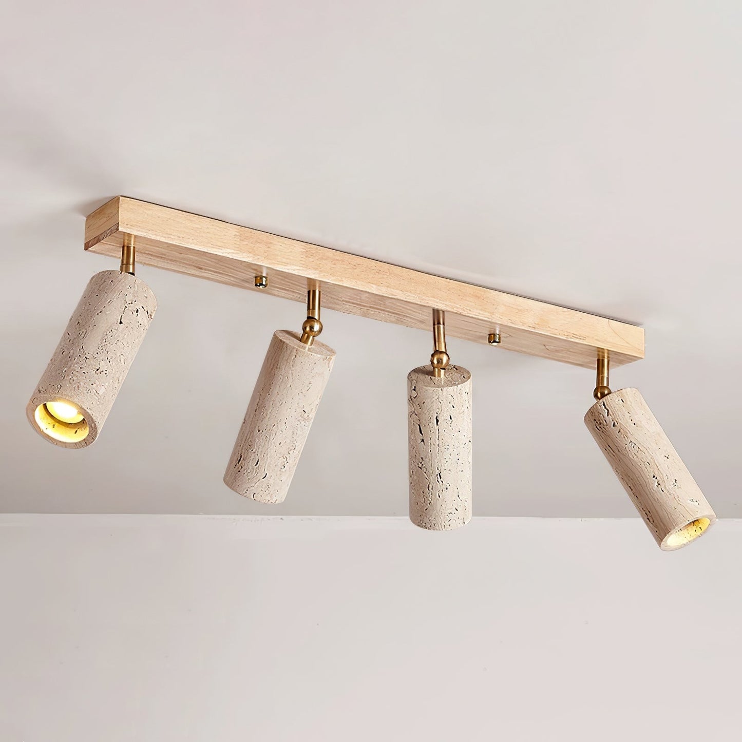 Nimbus Ceiling Spotlight | Wood, Yellow Travertine | Adjustable Spotlights