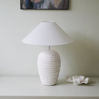Nivara Ripple Table Lamp | Ceramic Base | White