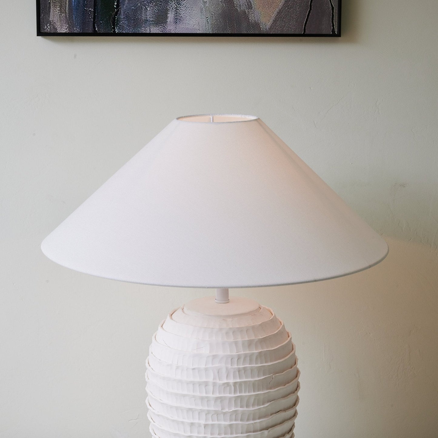 Nivara Ripple Table Lamp | Ceramic Base | White
