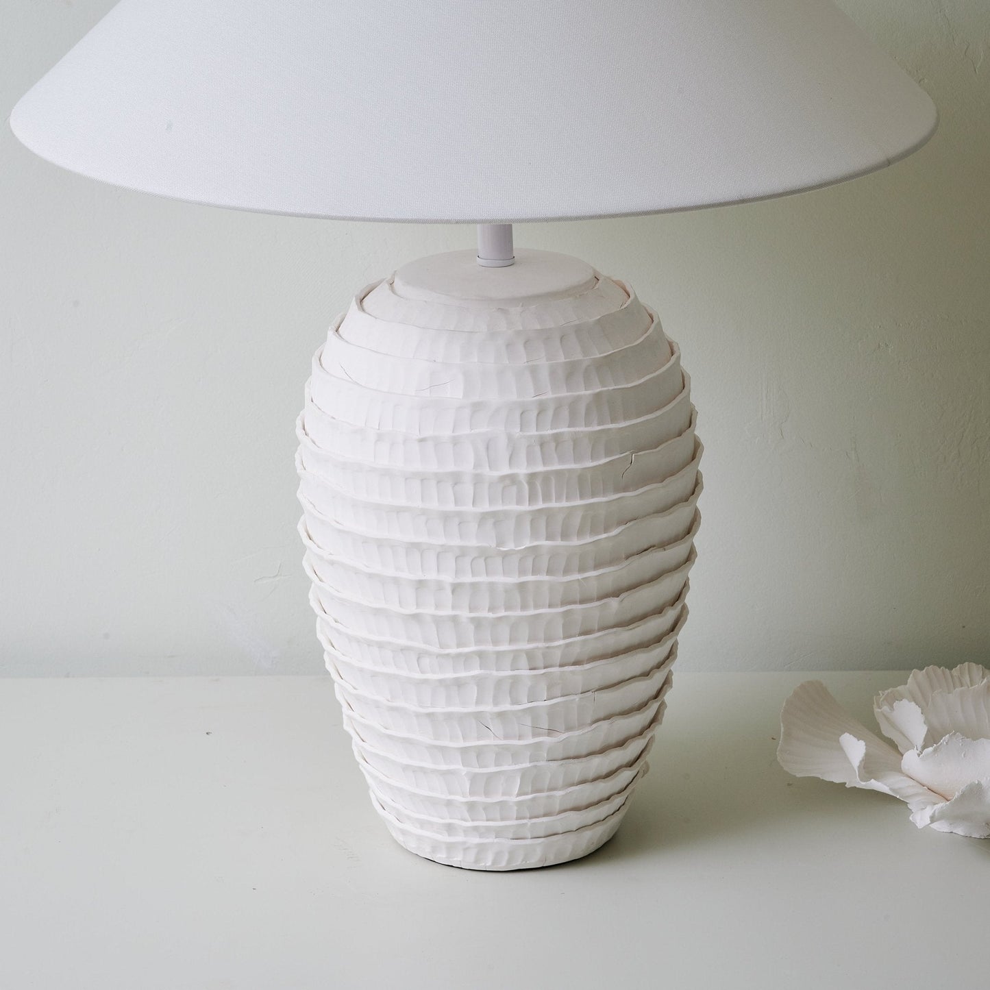 Nivara Ripple Table Lamp | Ceramic Base | White