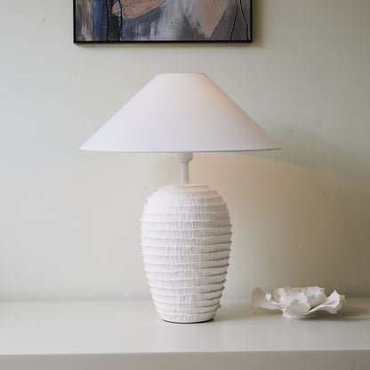Nivara Ripple Table Lamp | Ceramic Base | White