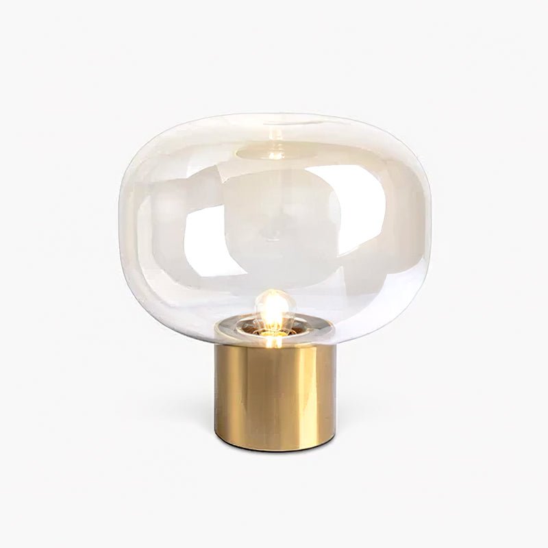Noak Table Lamp | Smoked Glass & Gold Metal | Mushroom Design