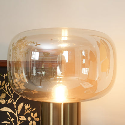 Noak Table Lamp | Smoked Glass & Gold Metal | Mushroom Design