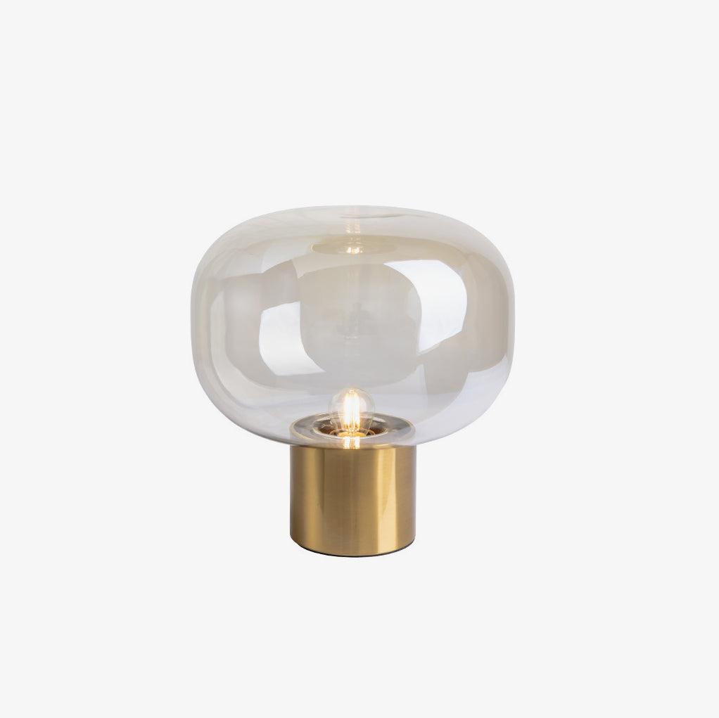 Noak Table Lamp | Smoked Glass & Gold Metal | Mushroom Design