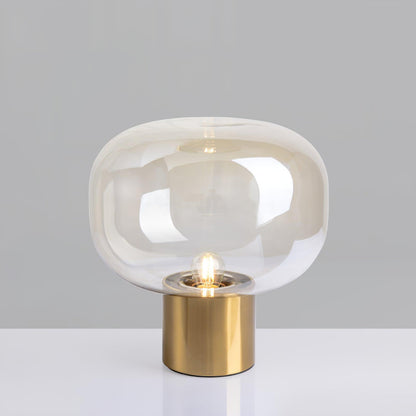 Noak Table Lamp | Smoked Glass & Gold Metal | Mushroom Design