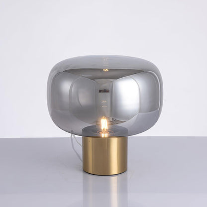 Noak Table Lamp | Smoked Glass & Gold Metal | Mushroom Design