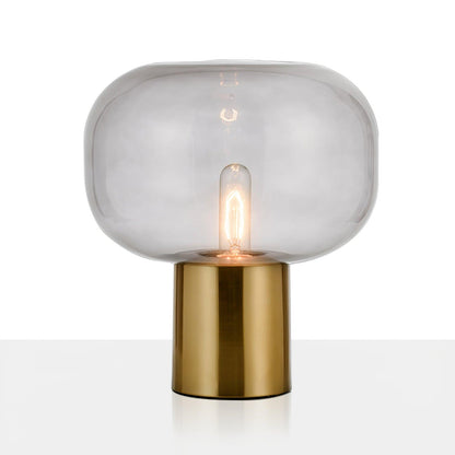 Noak Table Lamp | Smoked Glass & Gold Metal | Mushroom Design