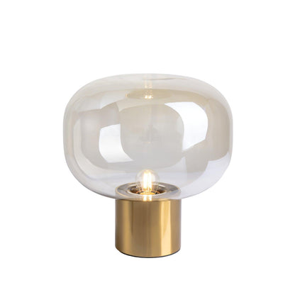 Noak Table Lamp | Smoked Glass & Gold Metal | Mushroom Design