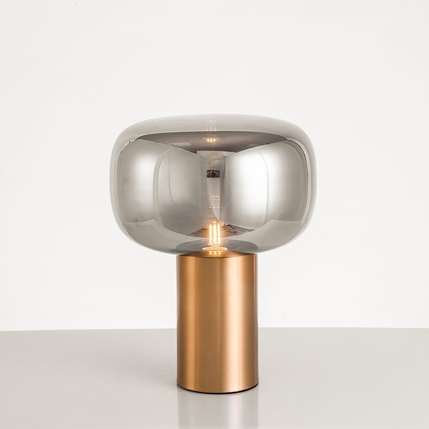 Noak Table Lamp | Smoked Glass & Gold Metal | Mushroom Design