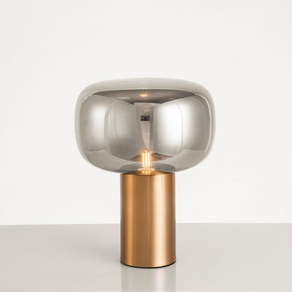 Noak Table Lamp | Smoked Glass & Gold Metal | Mushroom Design