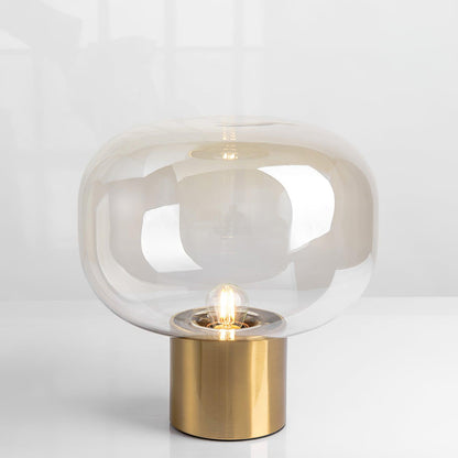 Noak Table Lamp | Smoked Glass & Gold Metal | Mushroom Design