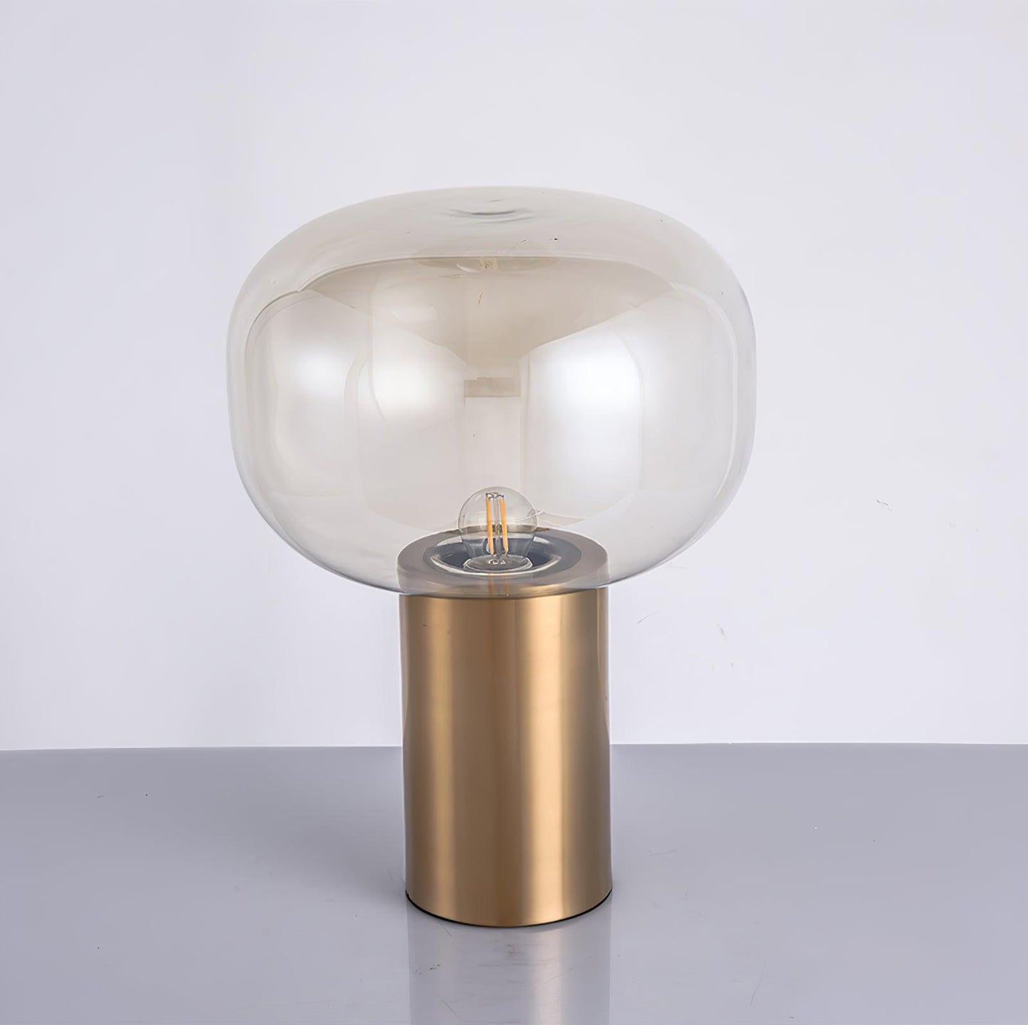 Noak Table Lamp | Smoked Glass & Gold Metal | Mushroom Design