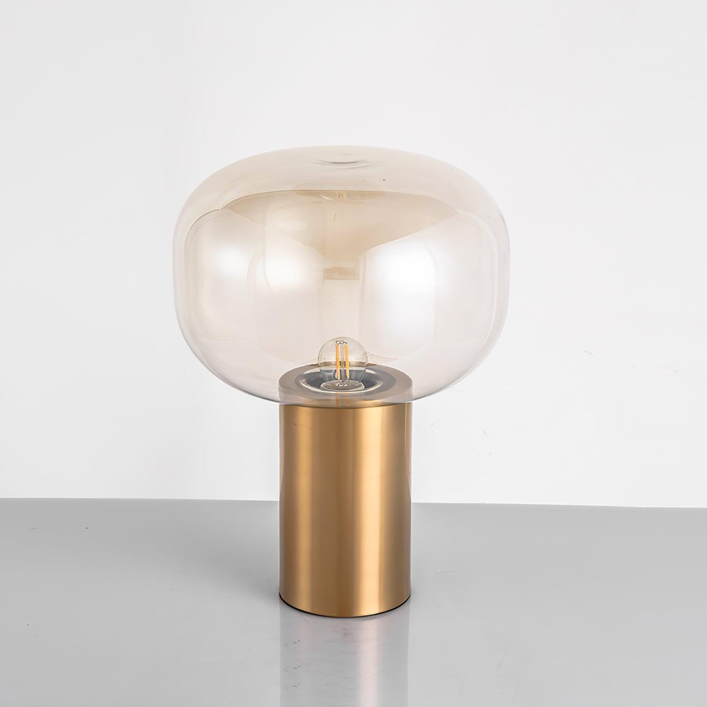 Noak Table Lamp | Smoked Glass & Gold Metal | Mushroom Design