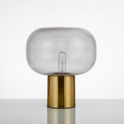 Noak Table Lamp | Smoked Glass & Gold Metal | Mushroom Design