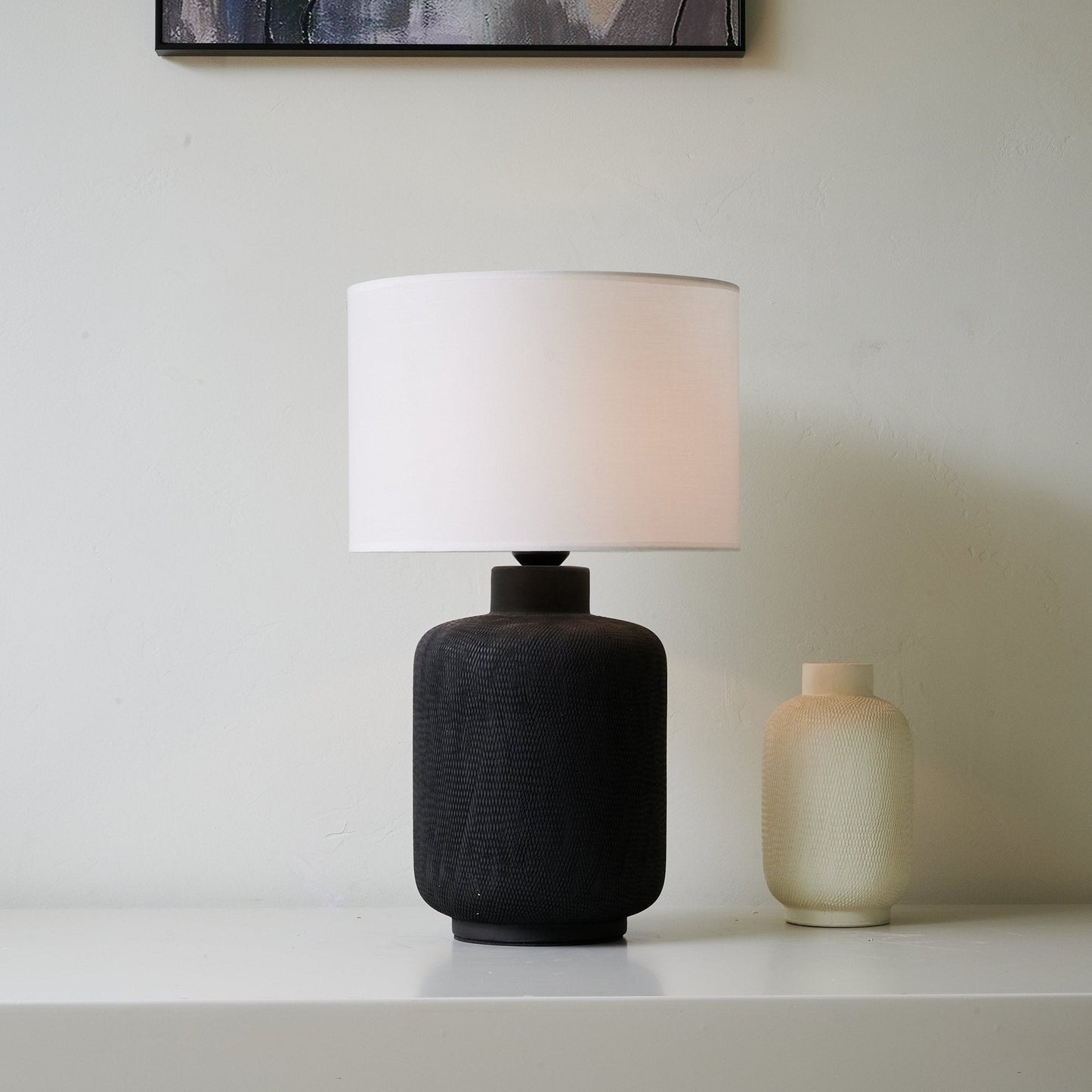 Nocturne Table Lamp | Textured Ceramic | Black and White