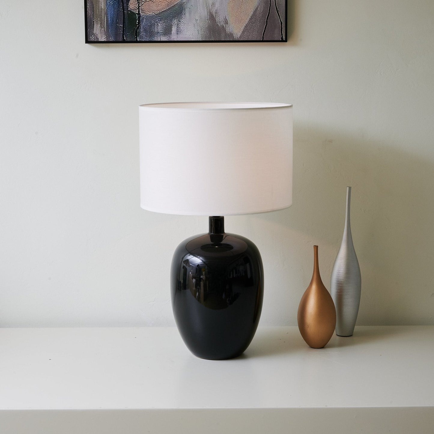 Noir Gloss Table Lamp | Ceramic | Black and White