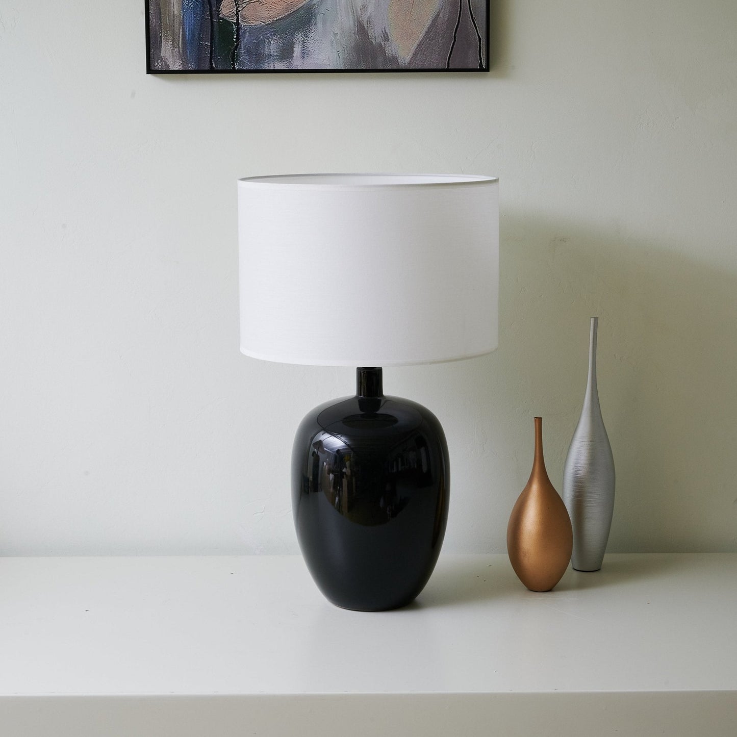 Noir Gloss Table Lamp | Ceramic | Black and White