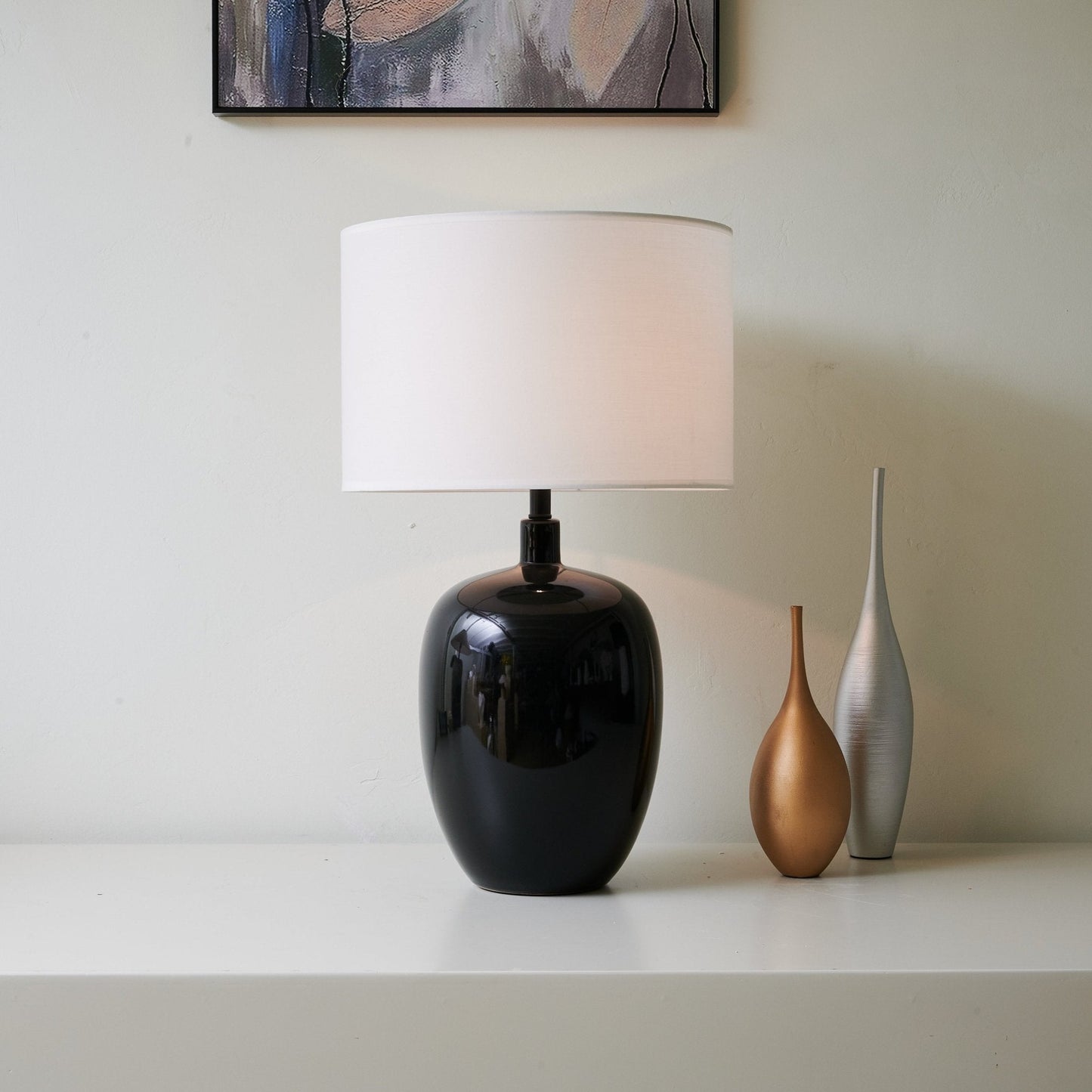 Noir Gloss Table Lamp | Ceramic | Black and White