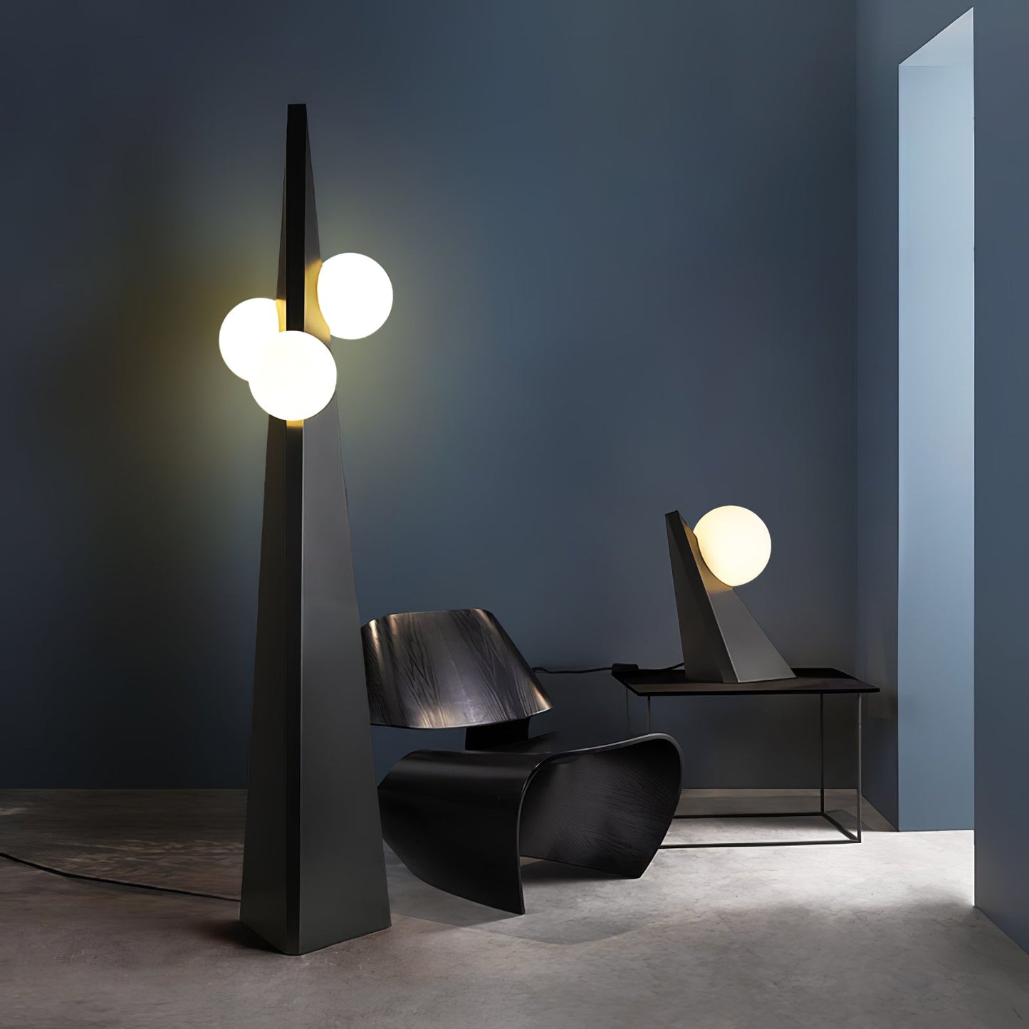 Noir Roy Table Lamp | Stainless Steel & Glass | Black & White