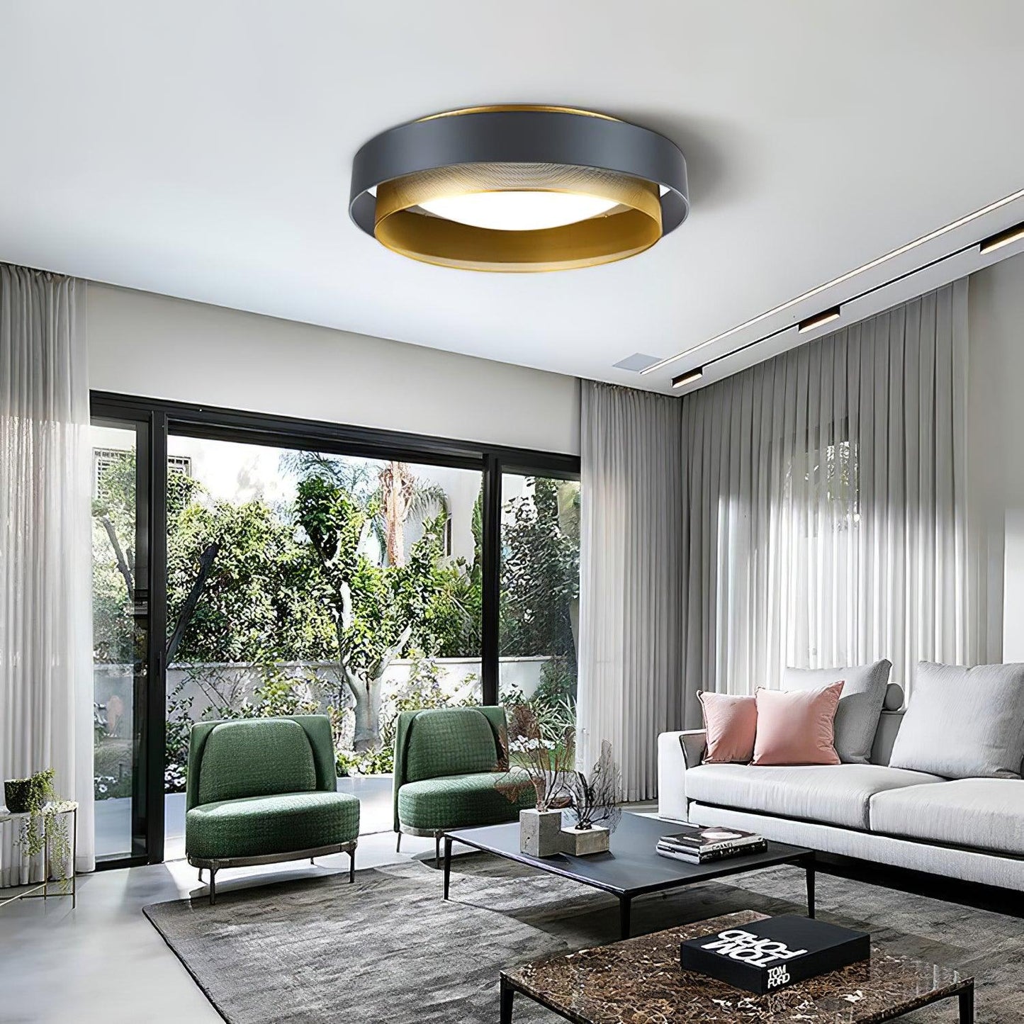 Nolan Ceiling Light | Iron & Metal | Vintage Gold/Black