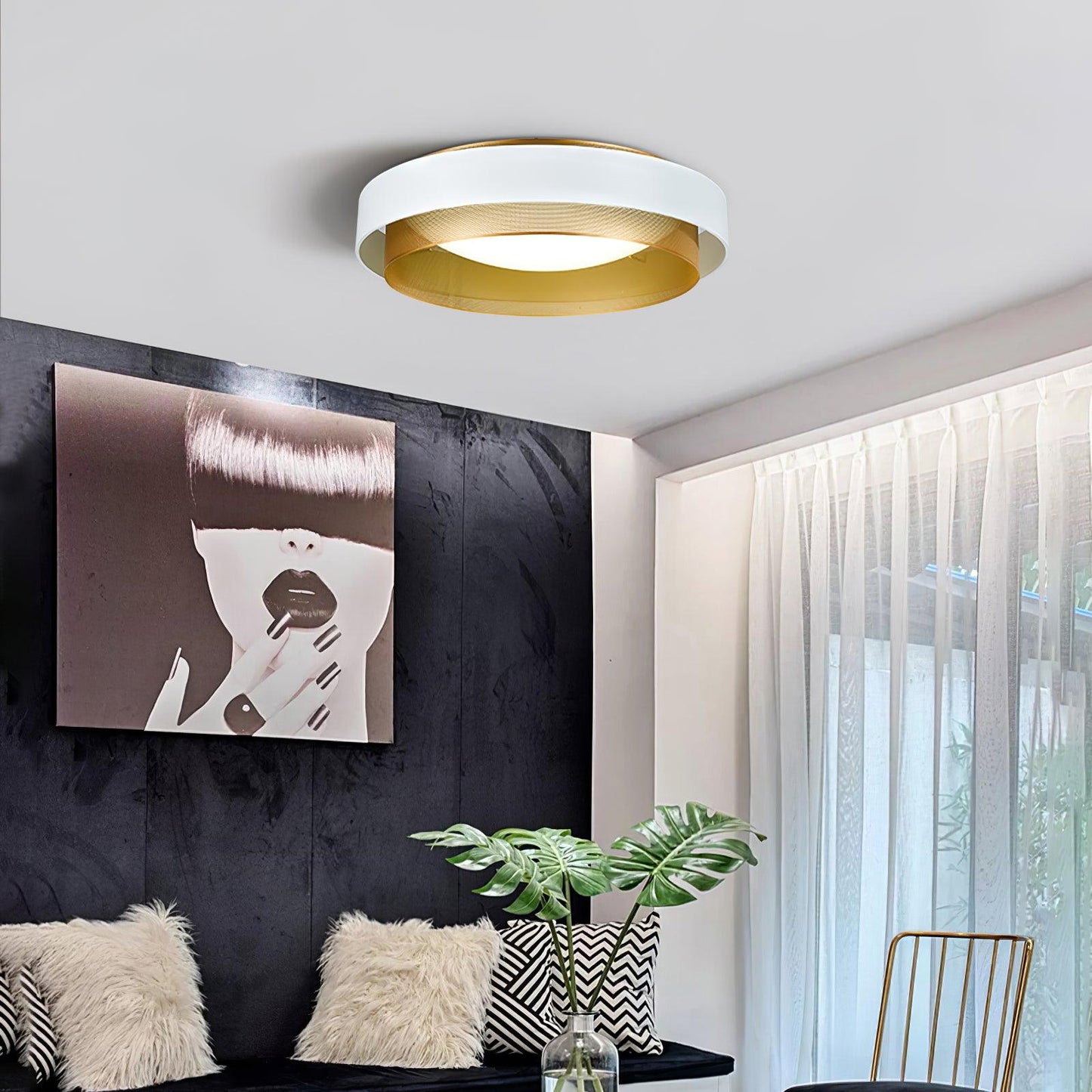 Nolan Ceiling Light | Iron & Metal | Vintage Gold/Black