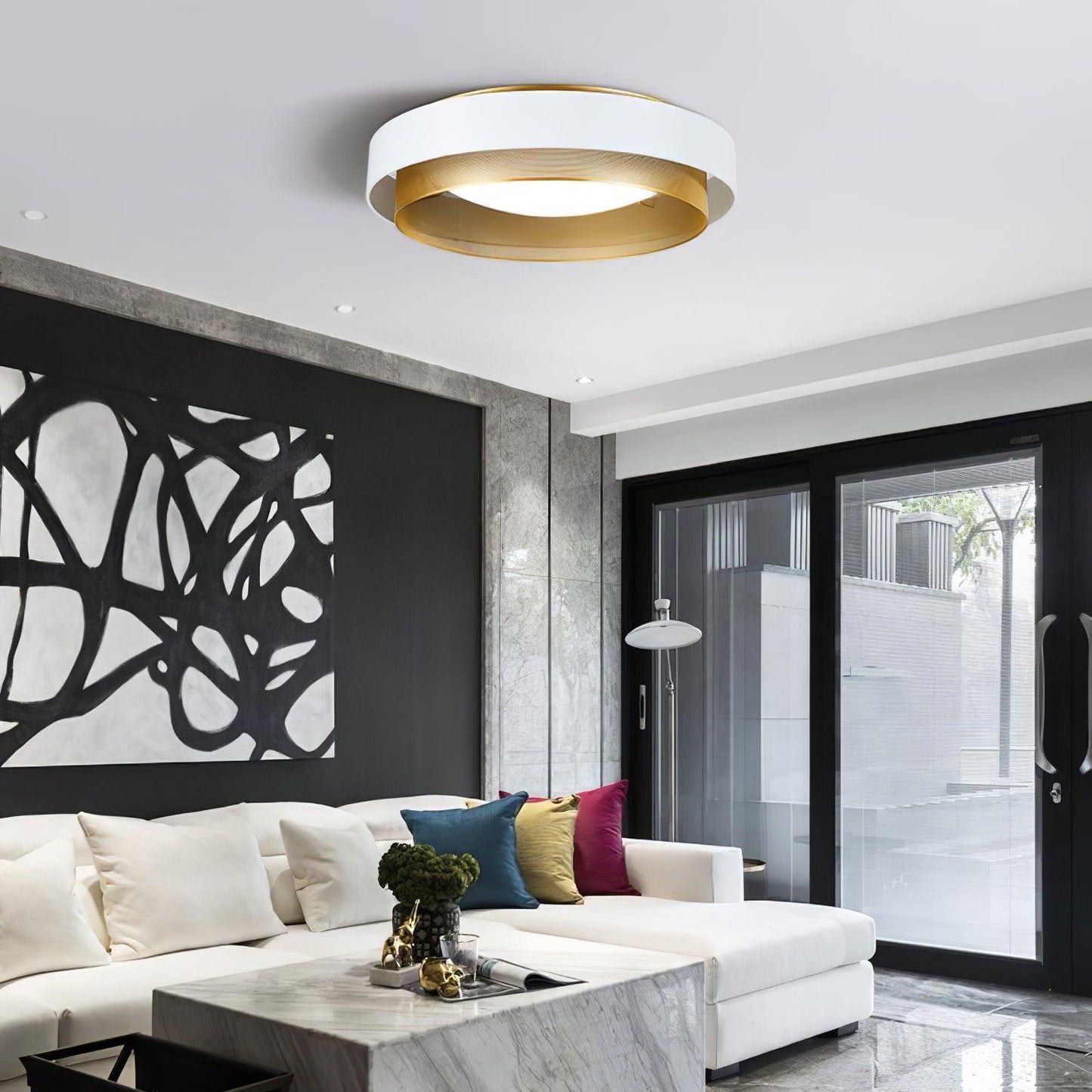 Nolan Ceiling Light | Iron & Metal | Vintage Gold/Black