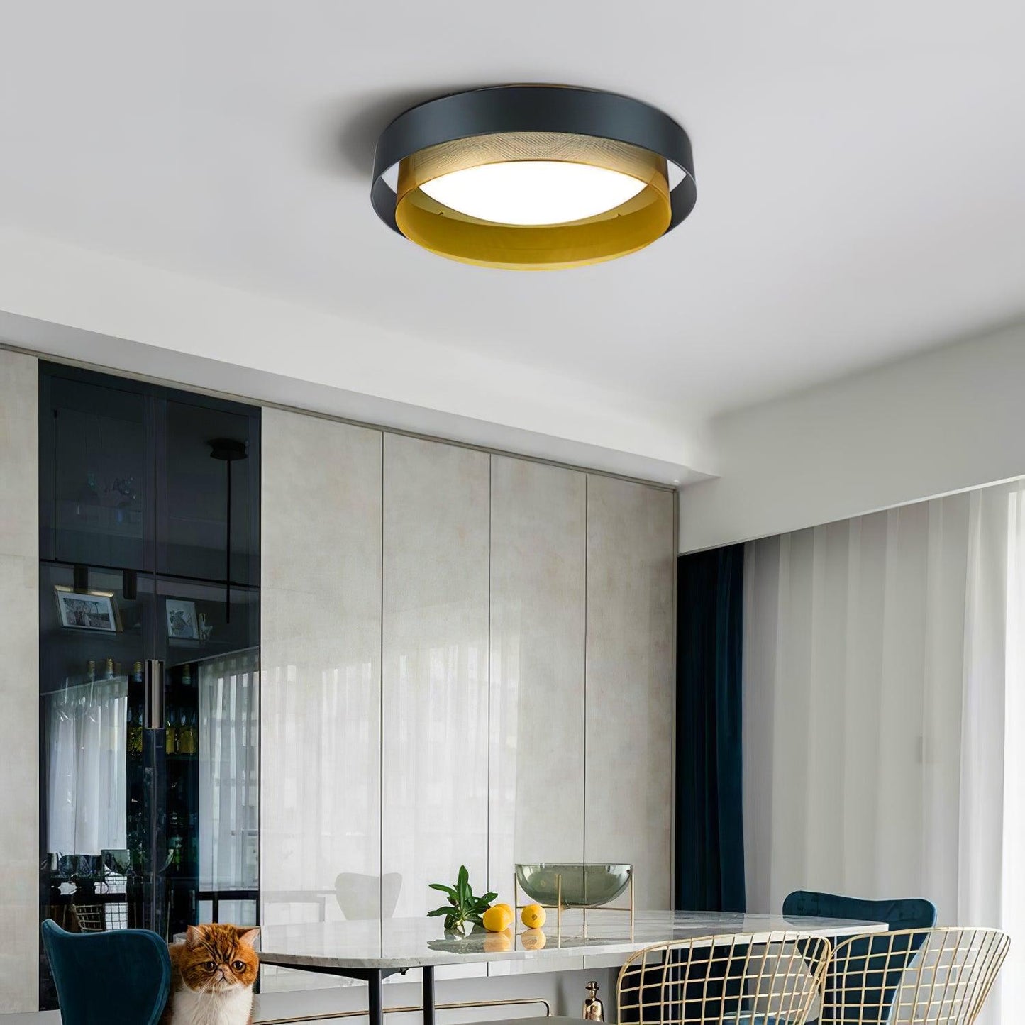 Nolan Ceiling Light | Iron & Metal | Vintage Gold/Black