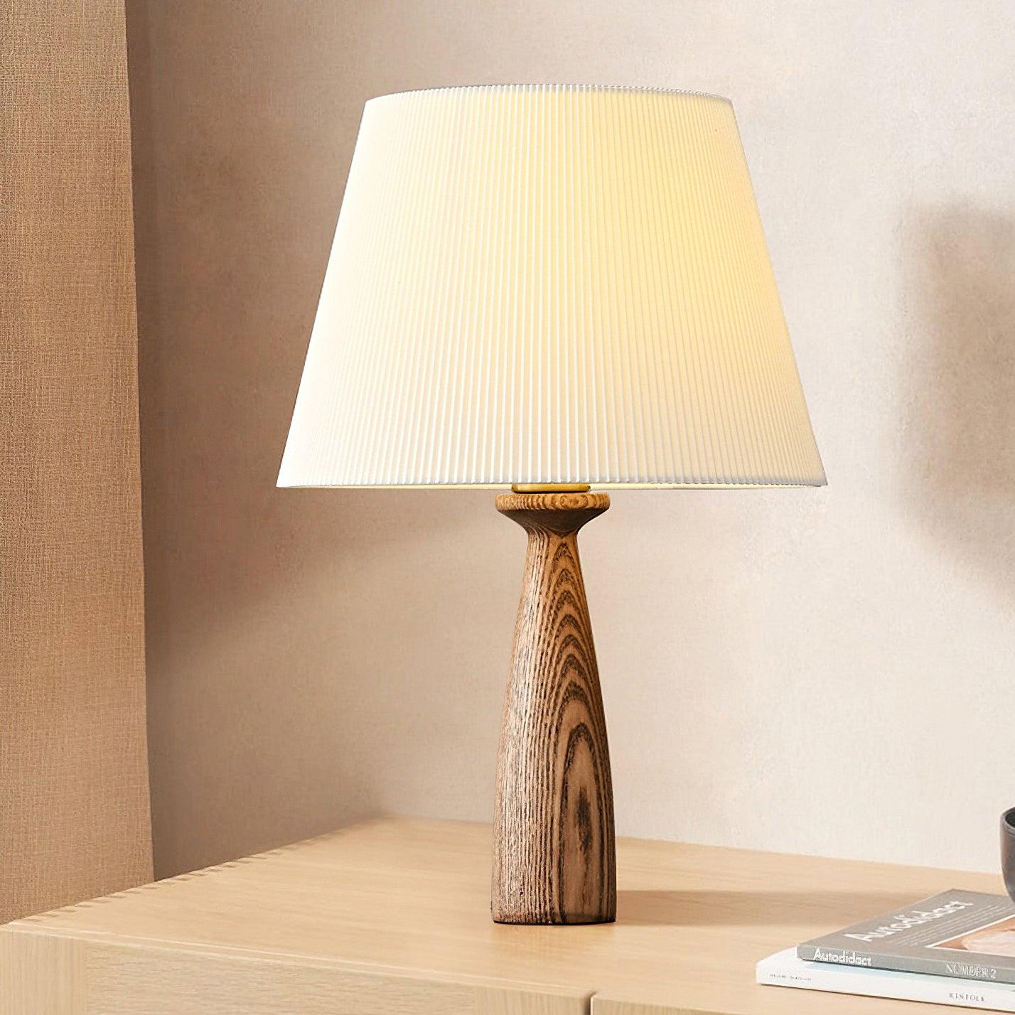 Nora Table Lamp | Walnut Wood, Fabric, Metal | White Shade