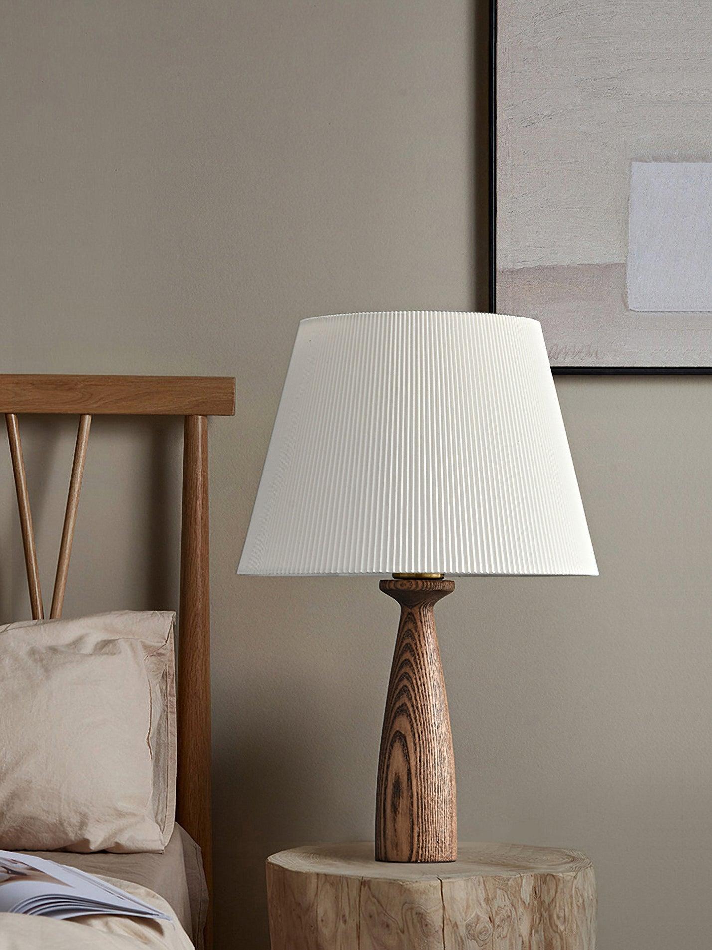 Nora Table Lamp | Walnut Wood, Fabric, Metal | White Shade