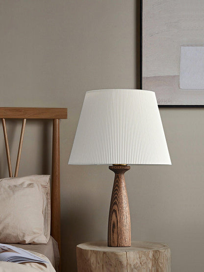 Nora Table Lamp | Walnut Wood, Fabric, Metal | White Shade
