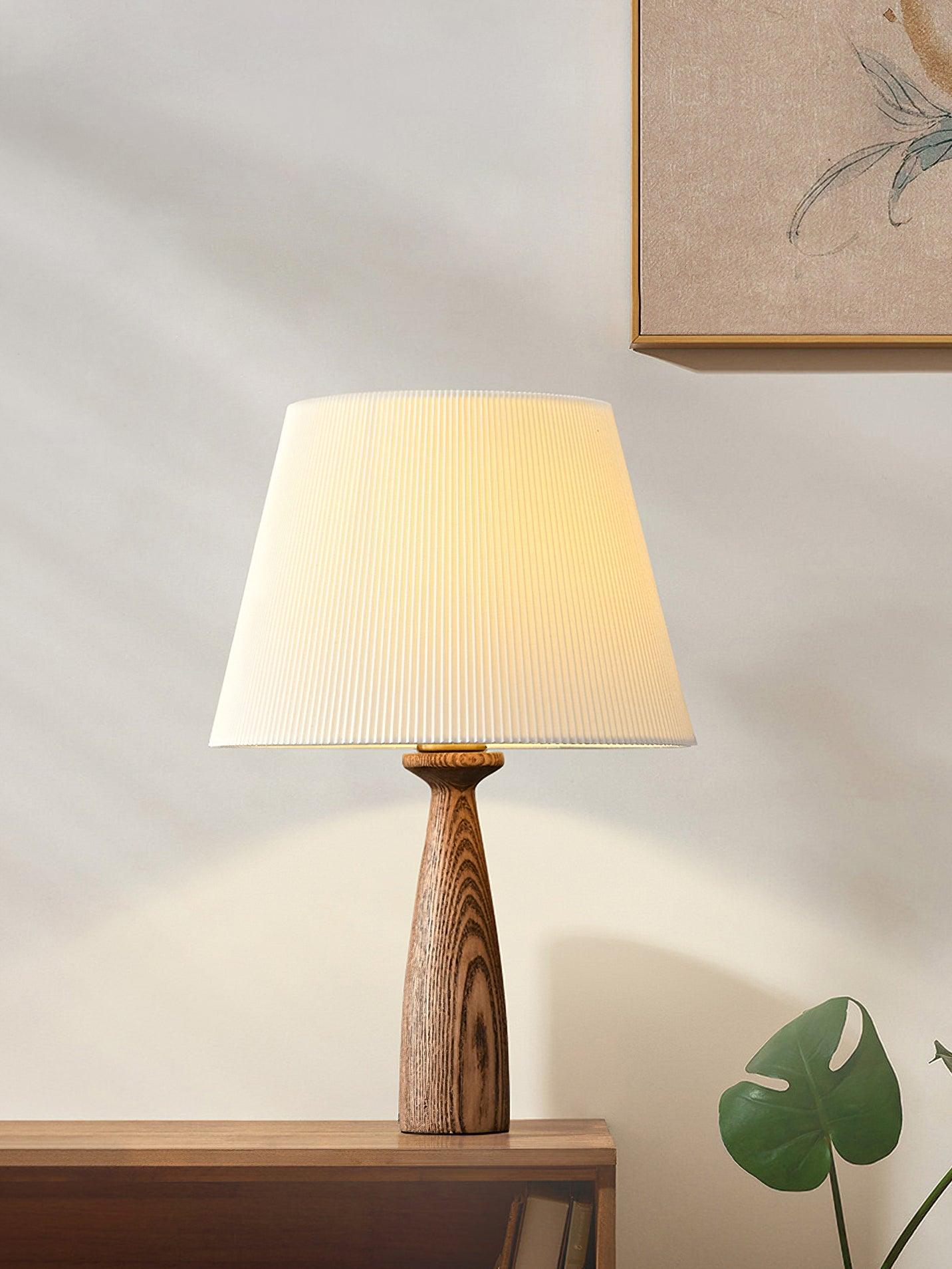 Nora Table Lamp | Walnut Wood, Fabric, Metal | White Shade