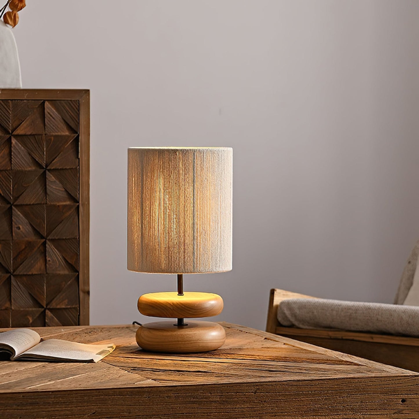 Nora Wood Table Lamp | Wood & Metal | Black and Walnut Color