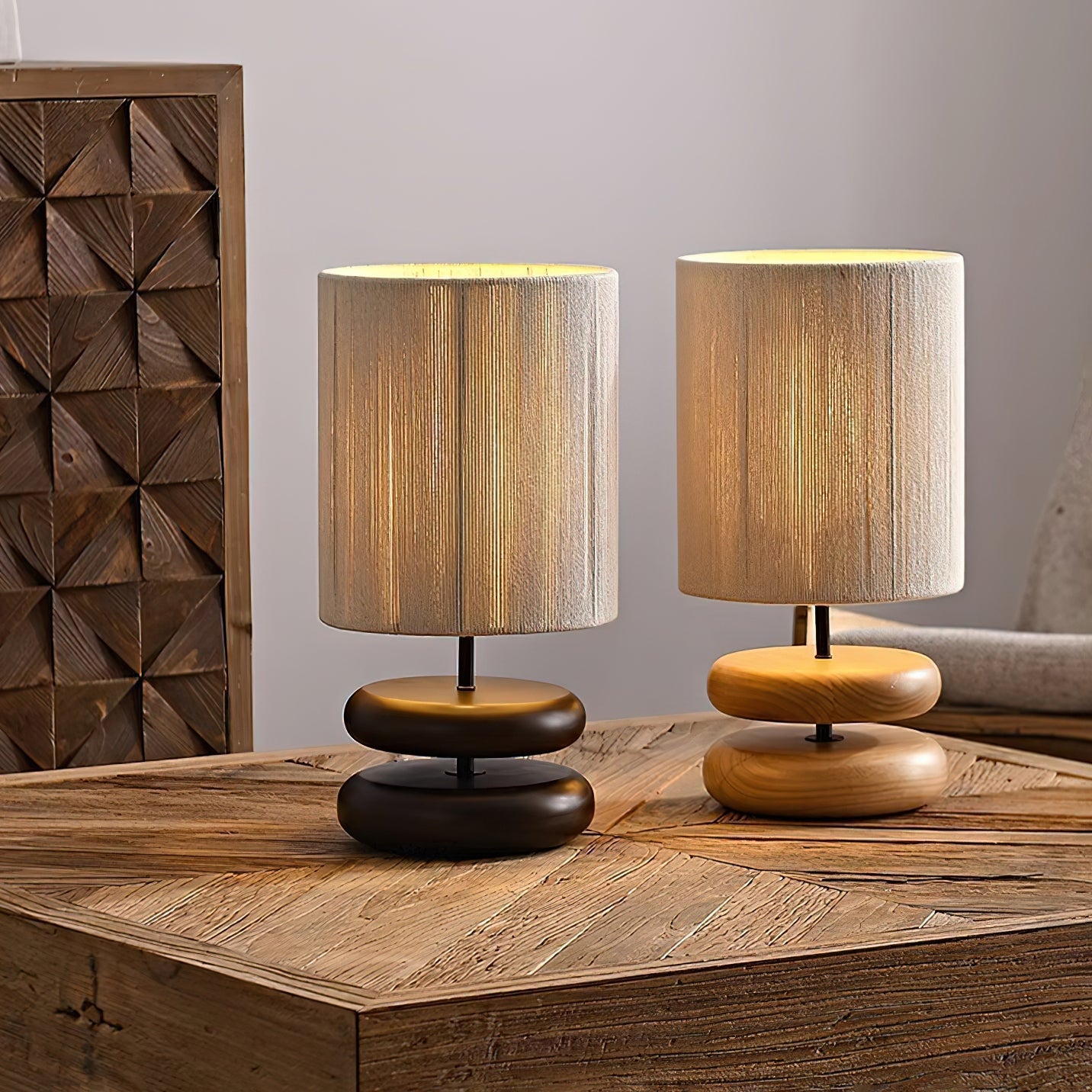 Nora Wood Table Lamp | Wood & Metal | Black and Walnut Color