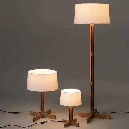 Compact Charm Table Lamp | Wood & Fabric | Walnut or Wood Color
