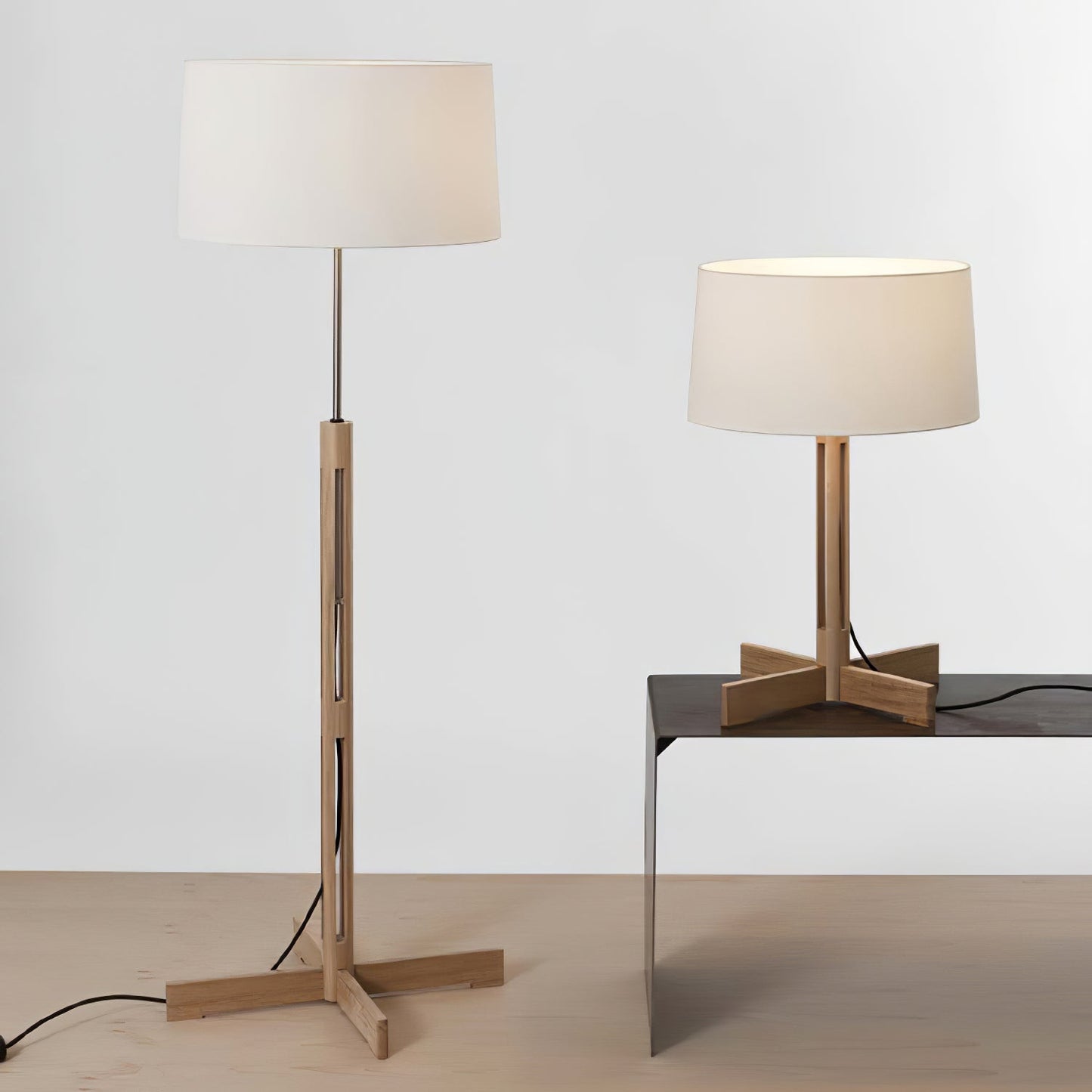 Compact Charm Table Lamp | Wood & Fabric | Walnut or Wood Color