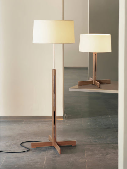 Compact Charm Table Lamp | Wood & Fabric | Walnut or Wood Color