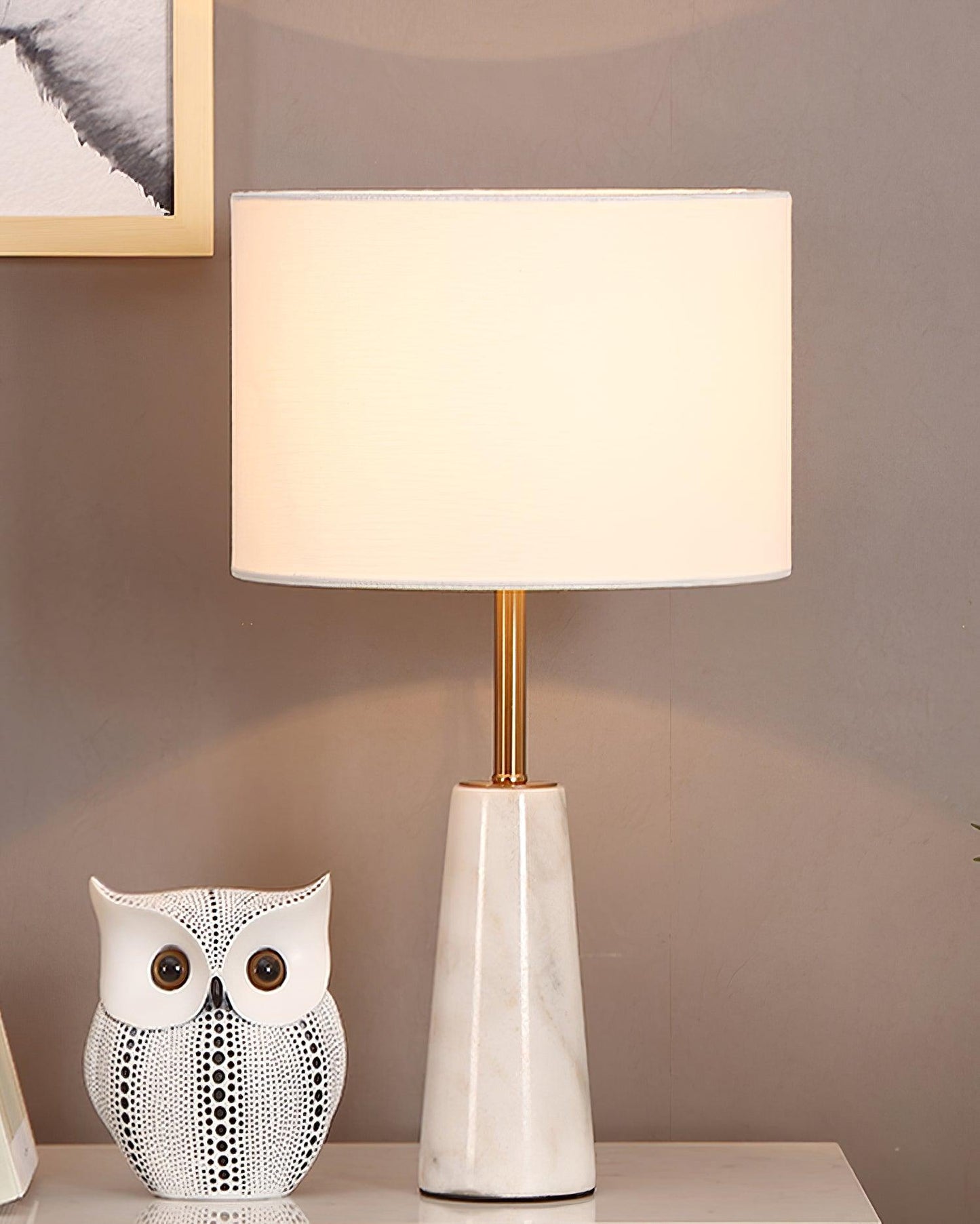 Norrington Table Lamp | Metal & Marble | Gold & White