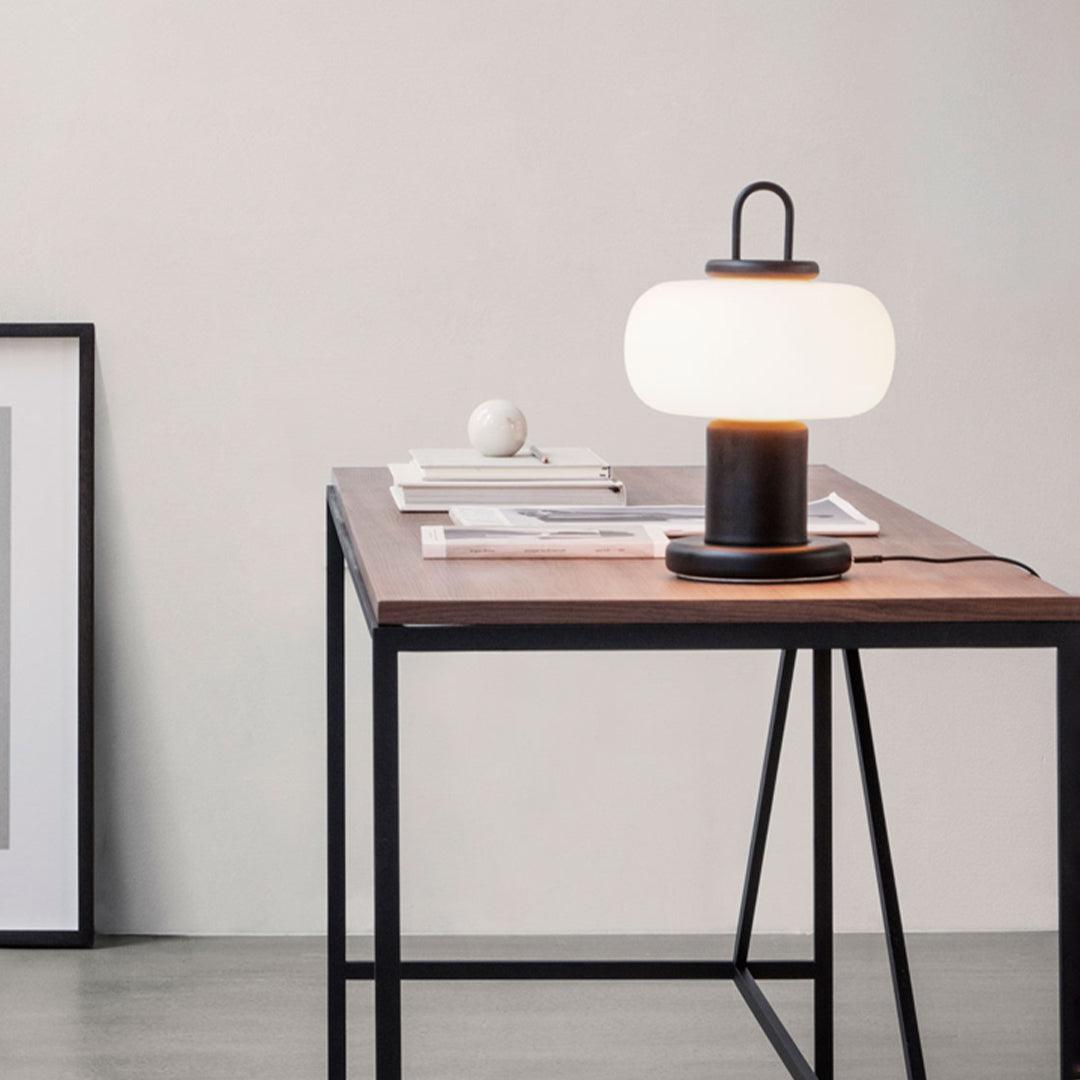 Nox Table Lamp | Metal & Glass | Black or Silver Finish