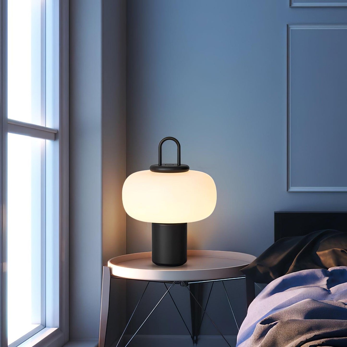 Nox Table Lamp | Metal & Glass | Black or Silver Finish
