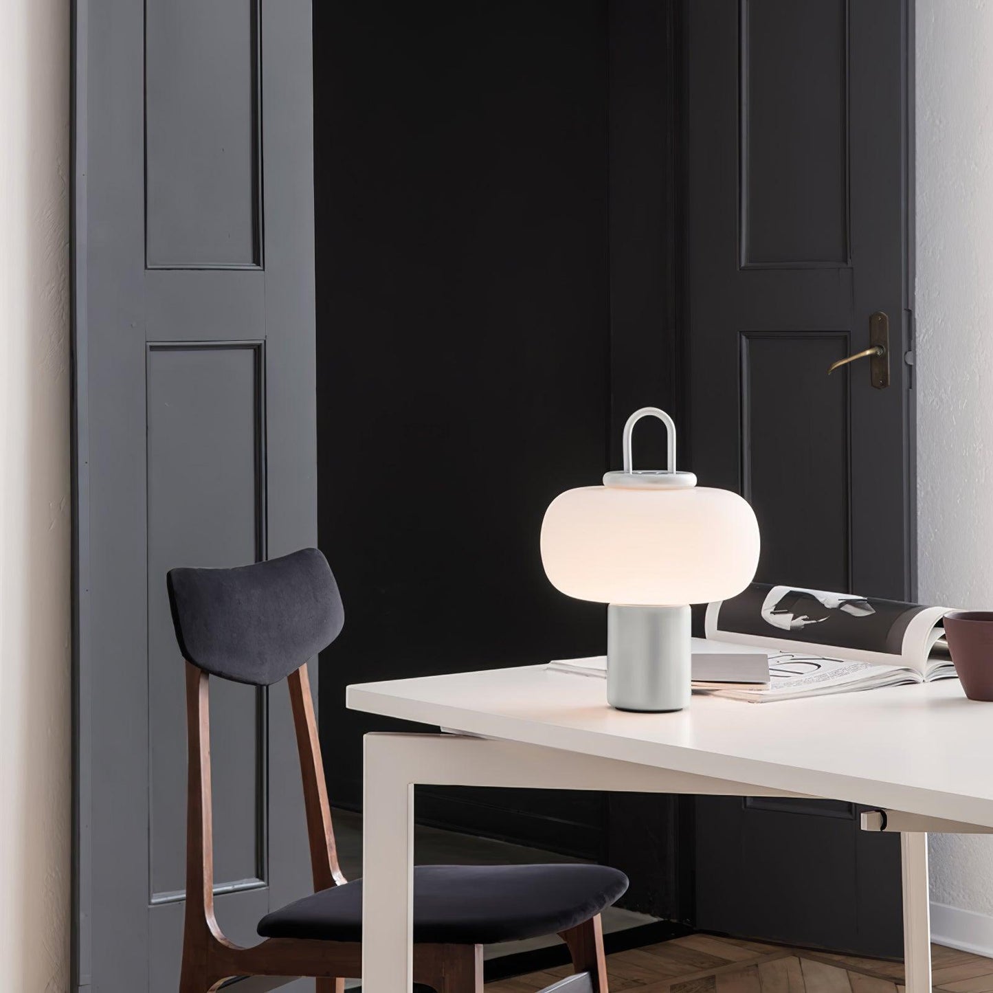 Nox Table Lamp | Metal & Glass | Black or Silver Finish