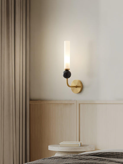 Marble Vertical Wall Lamp | Brass & Acrylic | Black, White, Green Marble