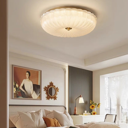 Ripple Glass Ceiling Light | Frosted White Glass & Gold Metal | Multiple Sizes Available