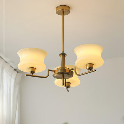 Belue Chandelier | Vintage Gold Metal & Glass | 3 or 5 Heads