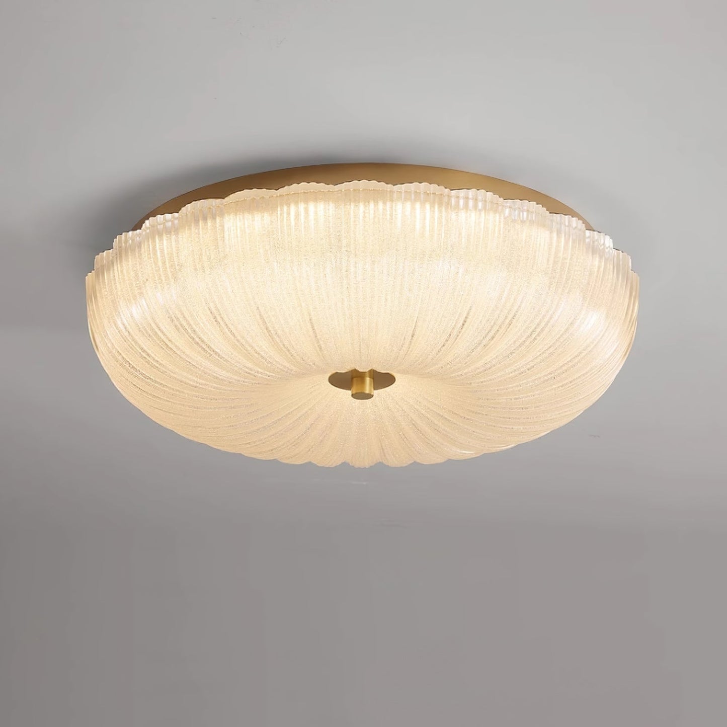 Ripple Glass Ceiling Light | Frosted White Glass & Gold Metal | Multiple Sizes Available